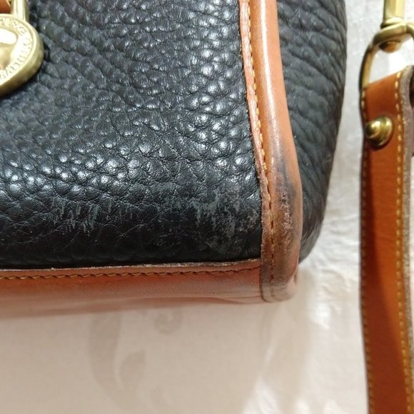 Vintage 80s Dooney & Bourke USA Brown Black Pebbled Leather Shoulder Satchel Bag - Picture 12 of 15